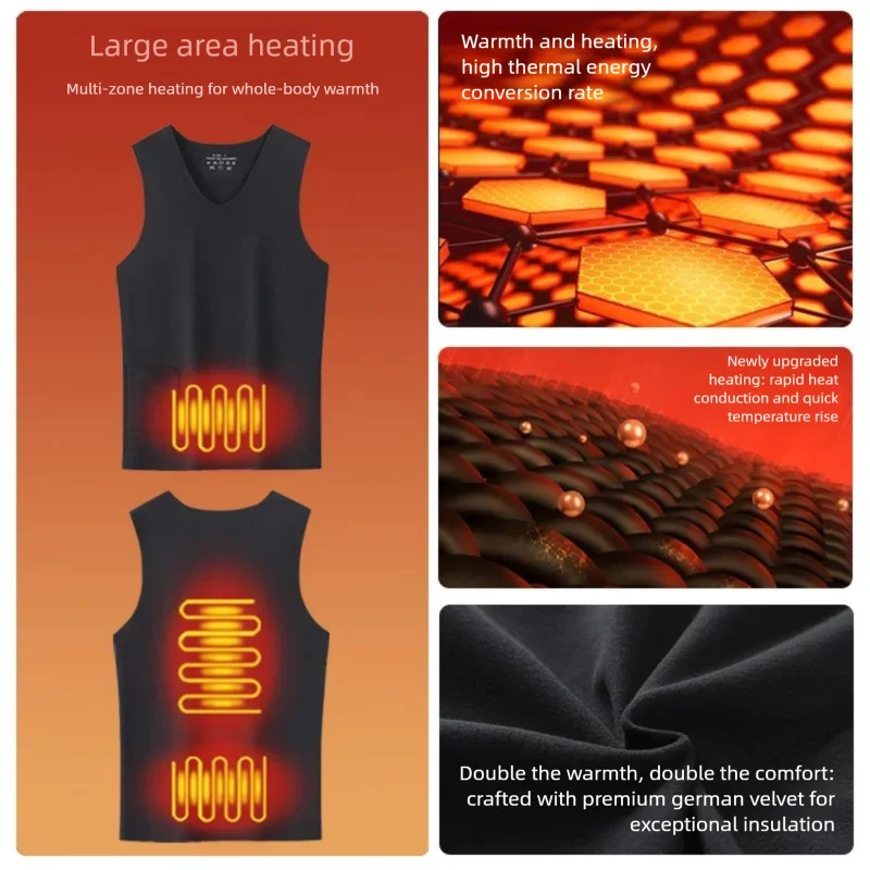 Rompi Pemanas Listrik Pintar untuk Pria Wanita, Pakaian Dalam Termal Berlapis Bulu, Lapisan Dasar Tubuh, Pakaian Hangat Penghangat Diri