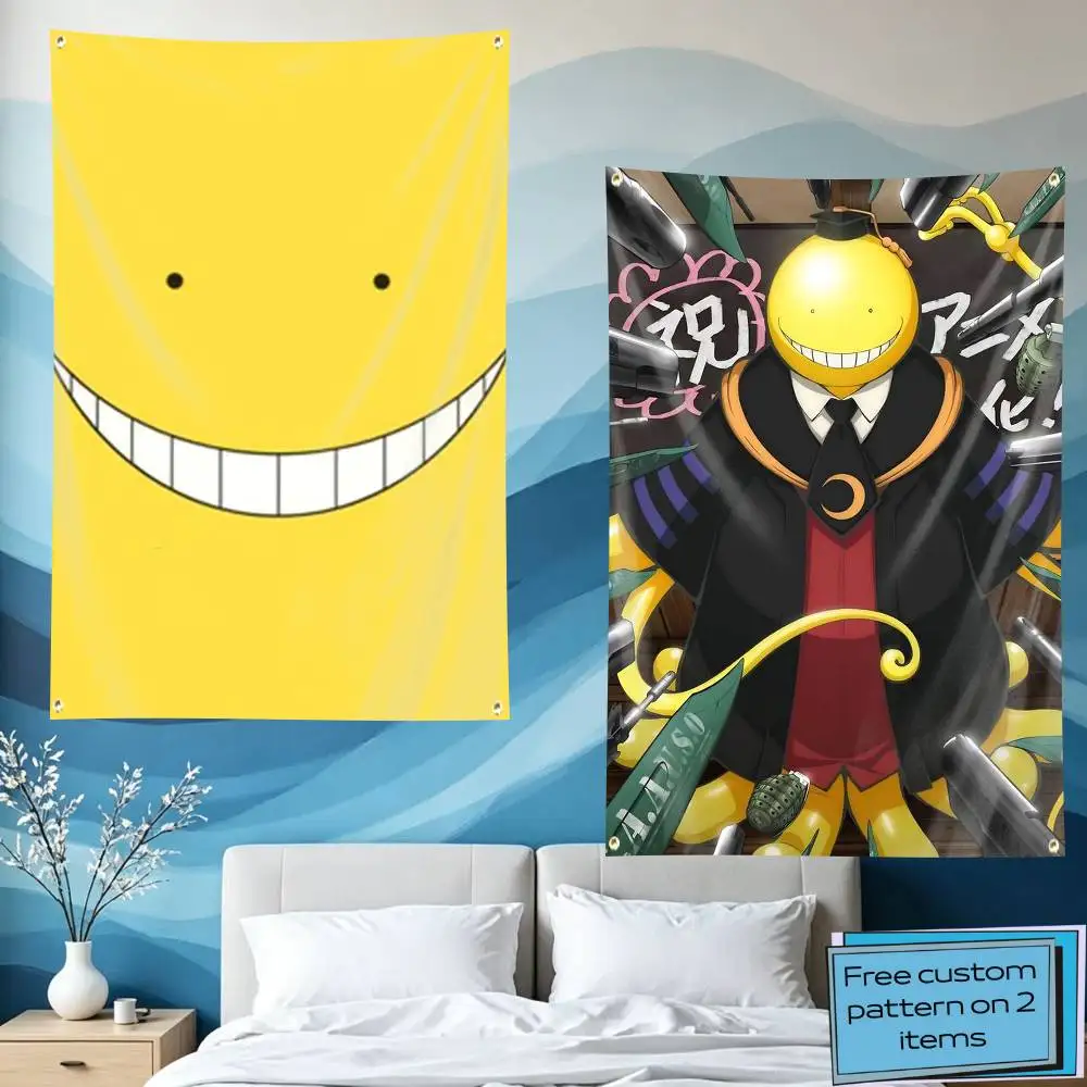 Ass-Classroom Koro-sensei Flag Tapestry Banner for Bedroom Living Room Outdoor Camping Custom Supported