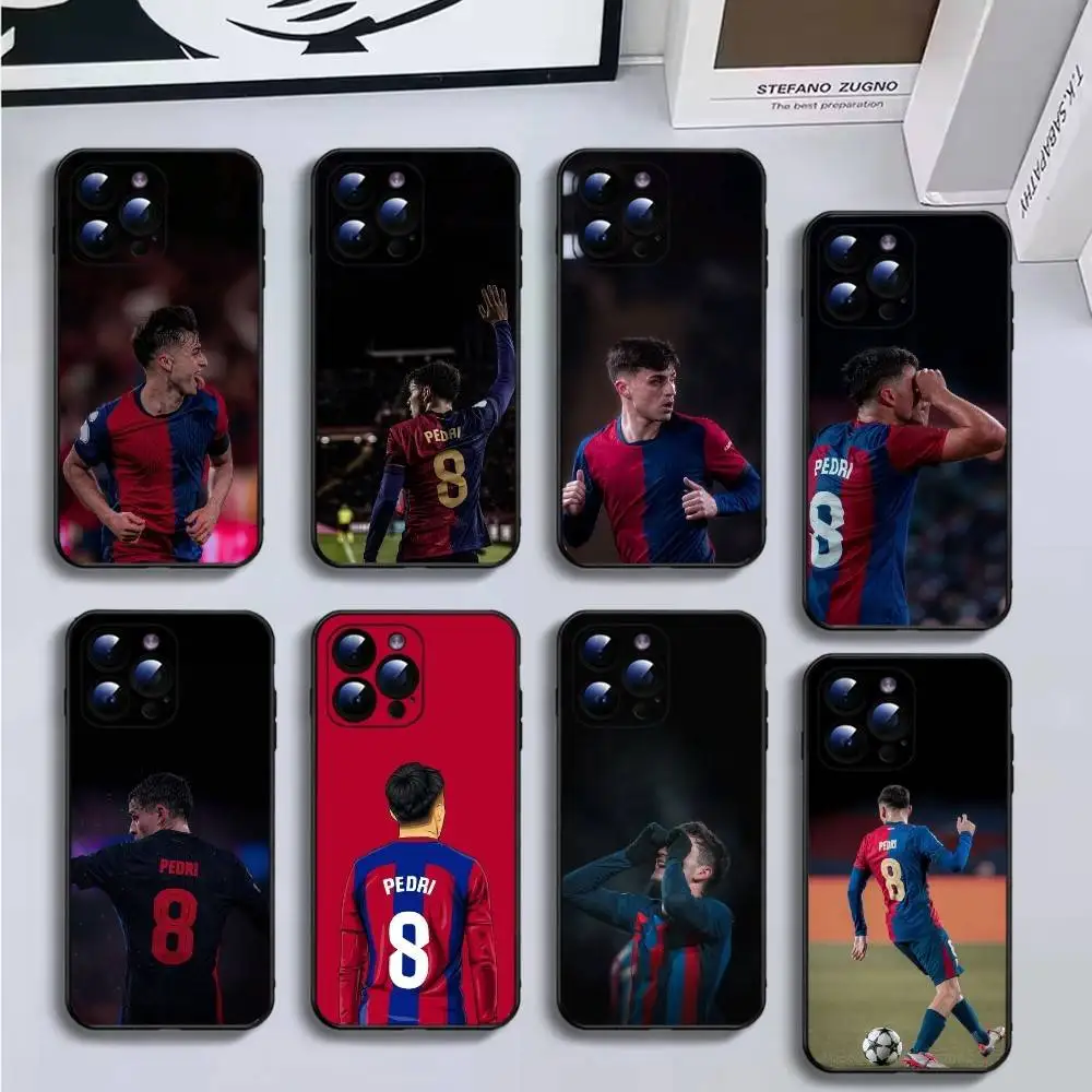 

football Pedri Phone Case For iPhone16,15,14,13,12,11 Plus,Pro Max,XS,X,XR,SE,Mini,8,7,Soft Black Cover