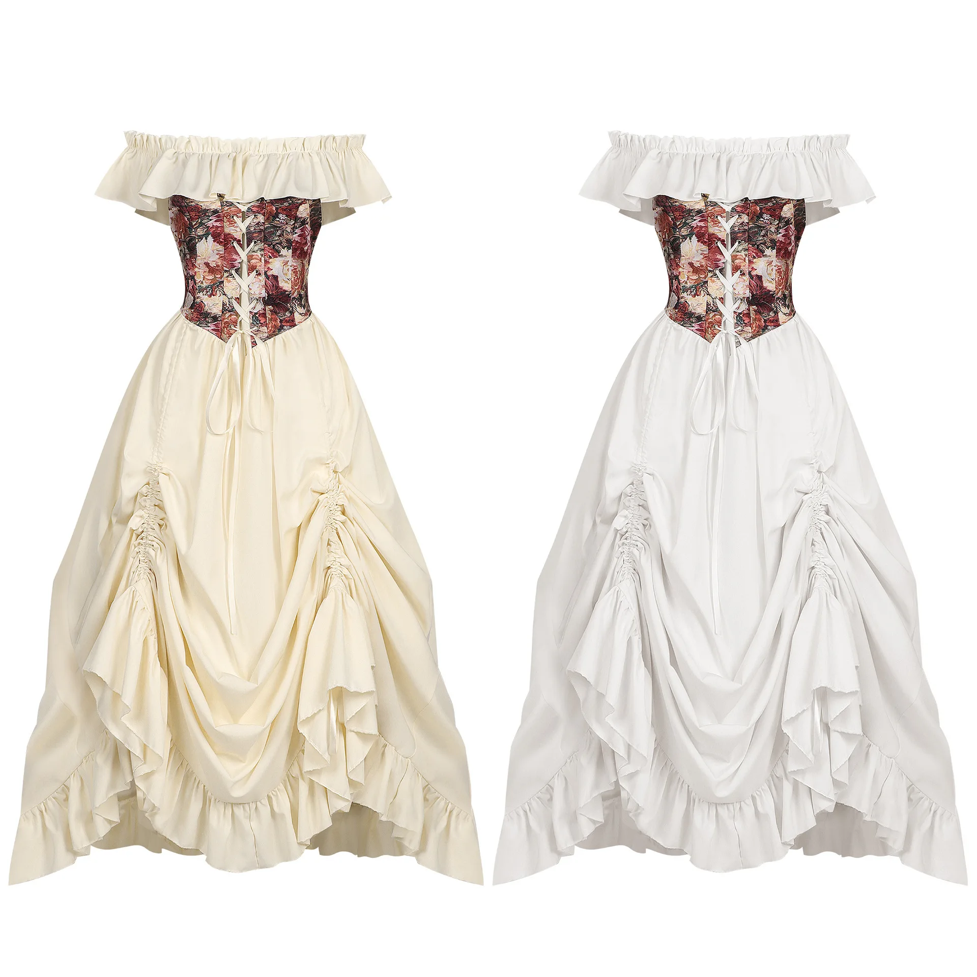 Victorian Women'S Formal Wear - Medieval Renaissance Corset Dress Off Shoulder