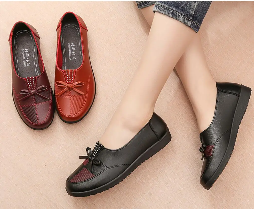 

New Fashion Casual Shoes Women comfort Colorful Loafers Luxury Brand Female Flats leather shoes Ladies Slip-on Flats Shoes Large