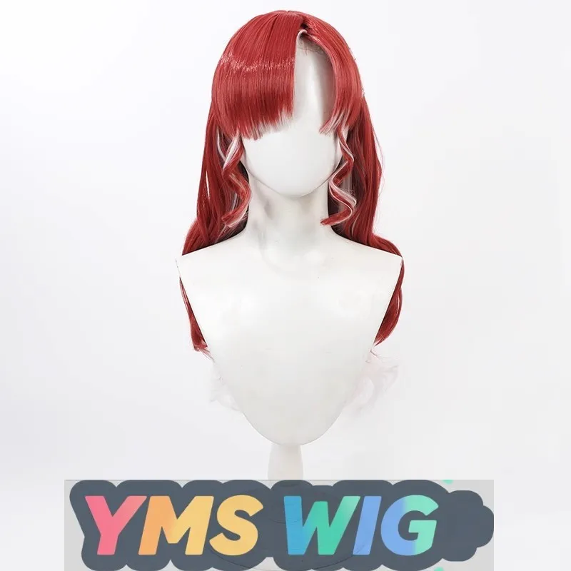 【YMS PRUIK】Virtual VTuber Streamer Saotome Beili Cosplay Pruik Berry Rood Met Witte Hoogtepunten