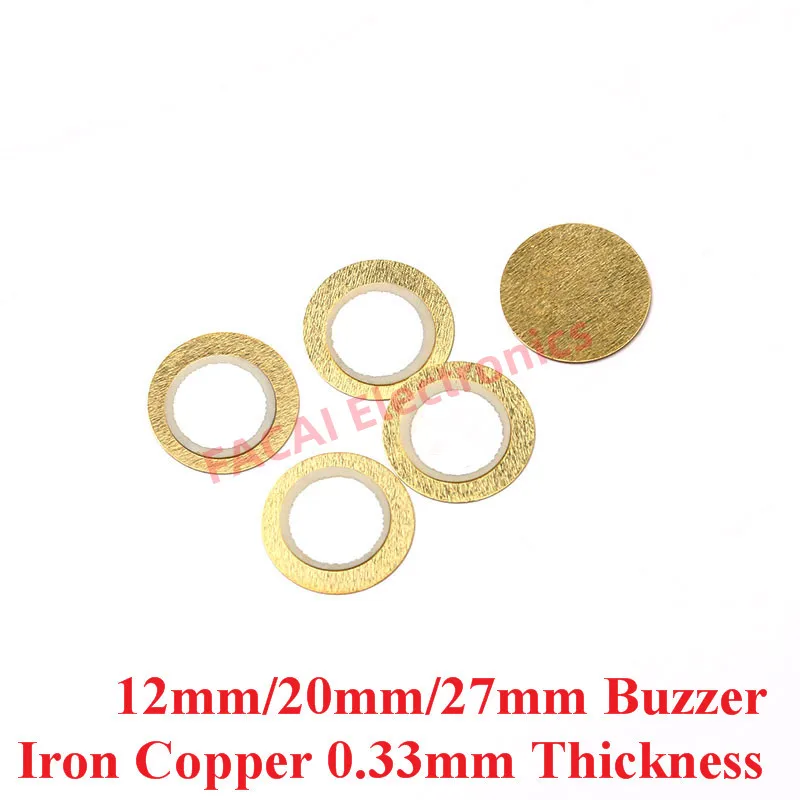 100pcs 12mm 20mm 27mm Thickness 0.33mm Iron Copper Piezo Disc for Buzzer Pressure Sensor Speaker DIY Electronic For Arduino