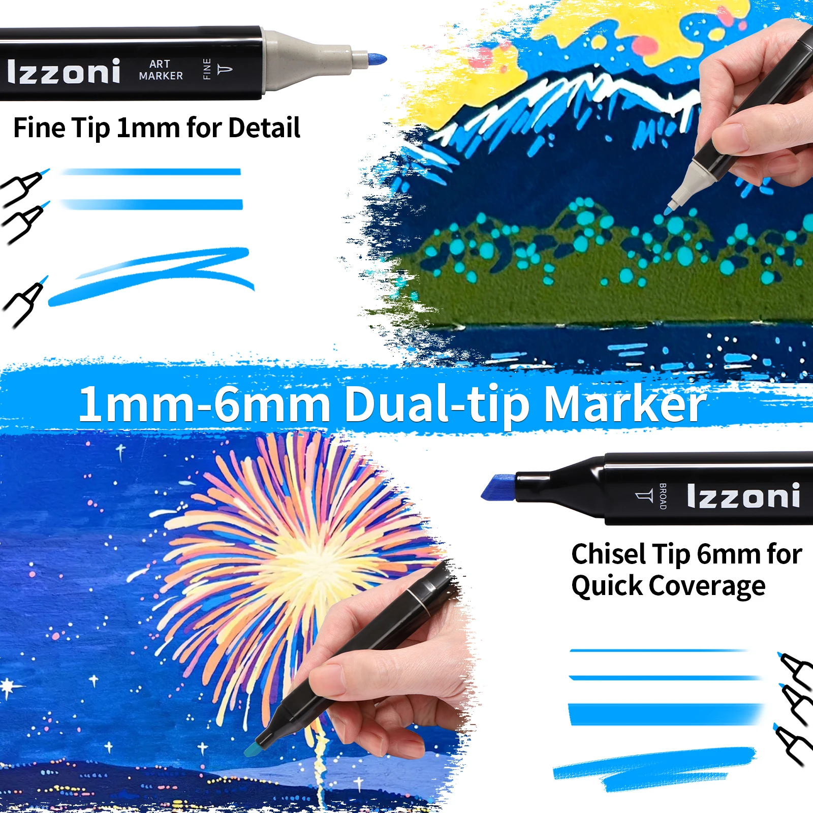 80 Colors Alcohol Markers with Base Dual Tip Drawing Markers for Adult and Kids Comics Coloring Sketching Illustration - view 3