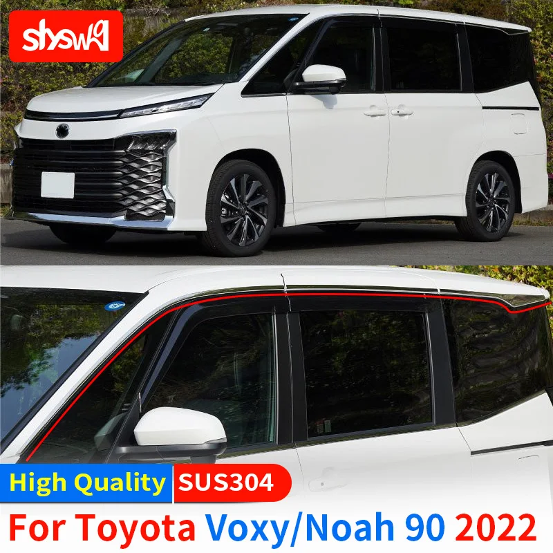 

for Toyota New Voxy Noah 90 Series Side Roof Trim Exterior Styling SUS304 Mirror Treatment 8PCS Window Bright Strip Accessories