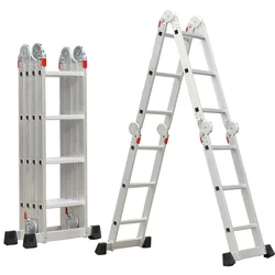 Escaleras De Mano Plegable Multiusos De Aluminio 4X5/4X4/4X3/4X2 Steps Aluminum Ladder