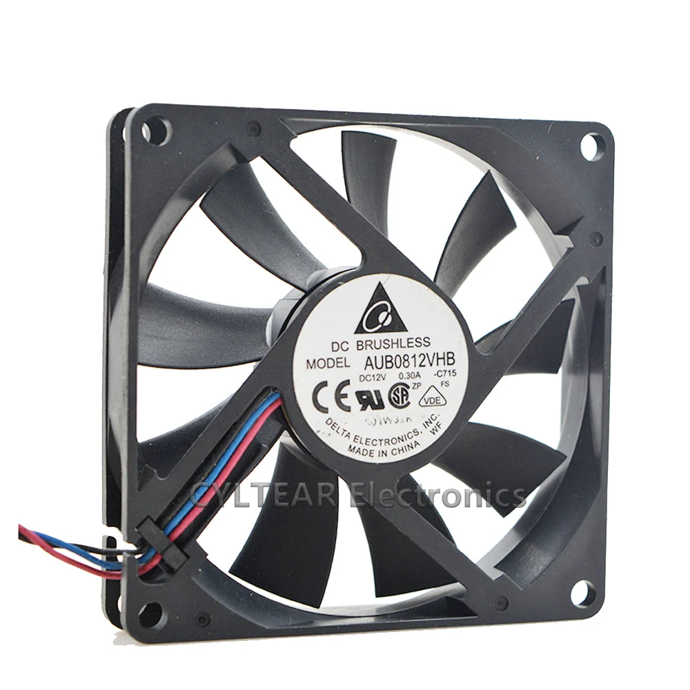 Slim Chassis Ventilador, fonte de alimentação para DELTA AUB0812VHB 8015, 8cm, 12V, 0.30A, 80x80x15mm