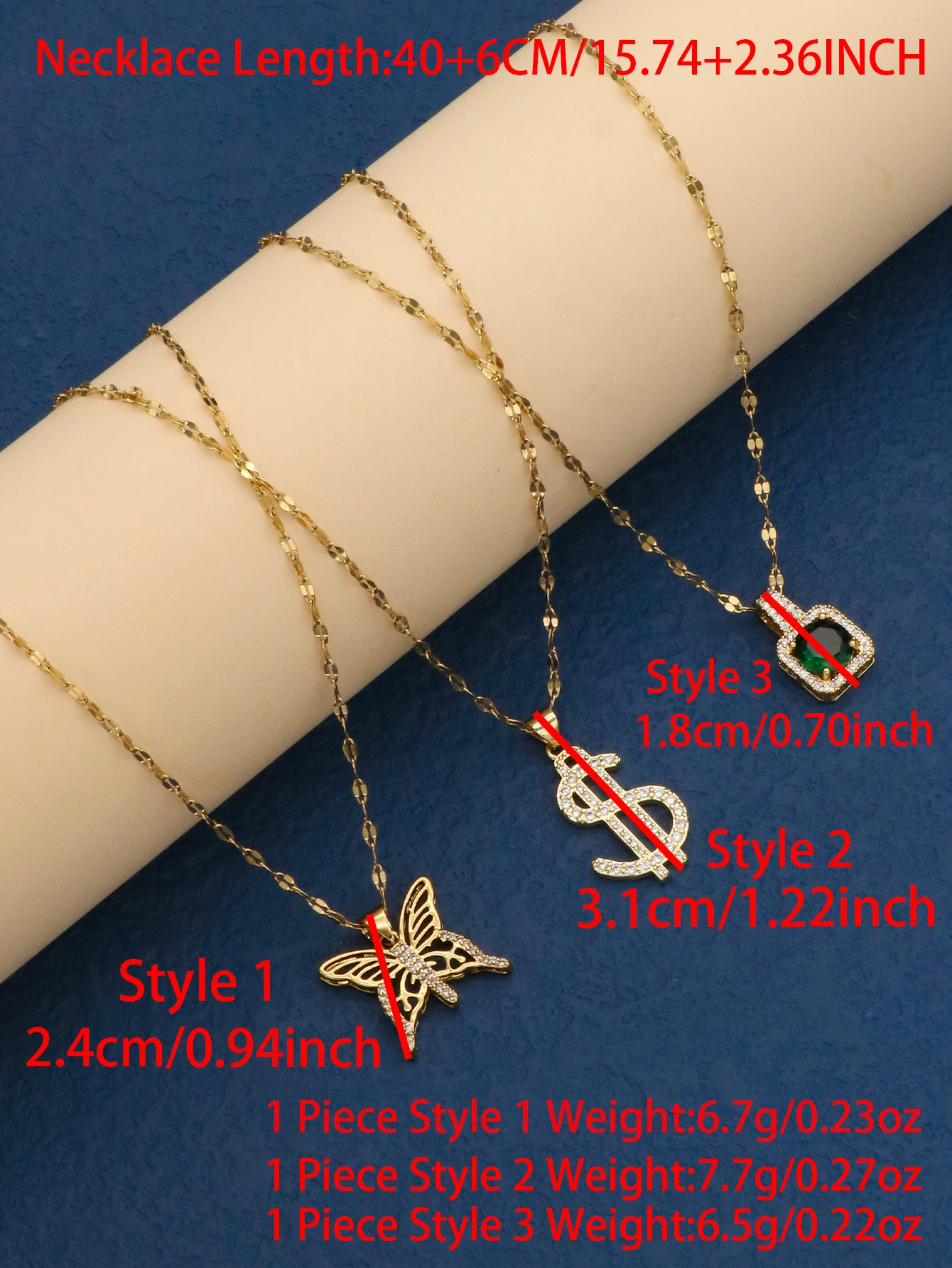 1 Piece Fashionable Charm Butterfly Dollar Cube Pendant Zircon Does No Fade Women\'s Necklace