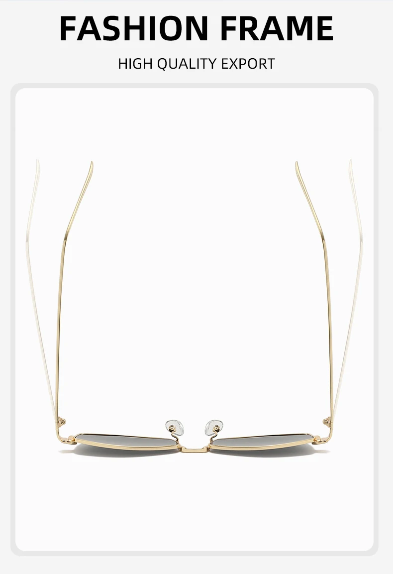 نظارات شمسية نسائية معدنية ذهبية، إطار مضلع هندسي مع تفاصيل زهرة محفورة، ظلال كلاسيكية فاخرة UV400