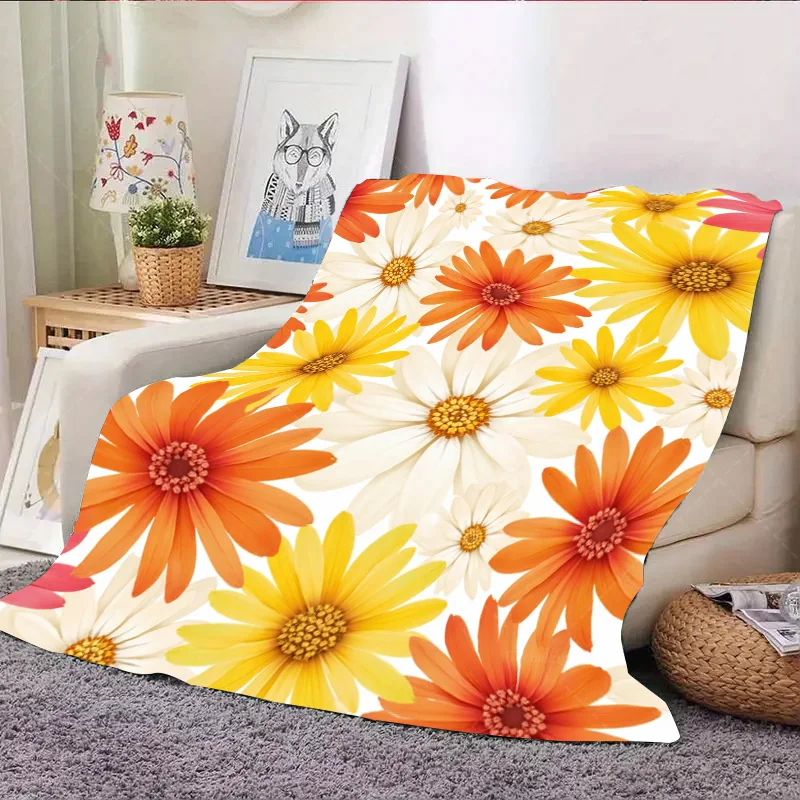 1 szt. Koc Flanelowy z Żywej Kwiatowej Wzorów, Dekoracyjny Koc do Przytulnego Salonu
