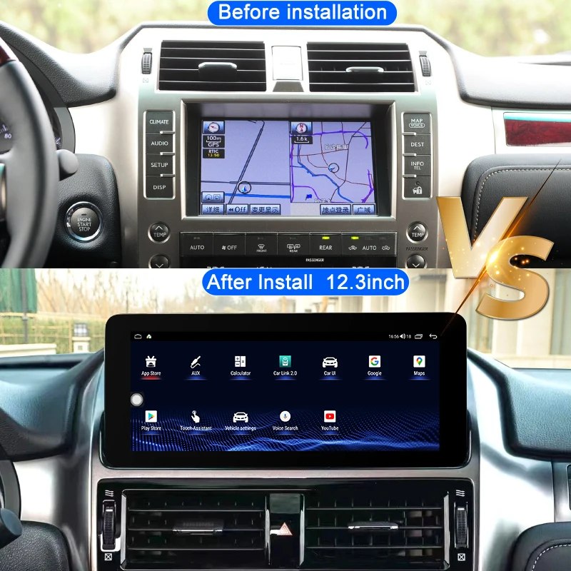 For Lexus GX GX400 GX460 2010 2011 2012 2013-2017 12.3inch car radio multimedia video player CarPlay Android 13 GPS navigator