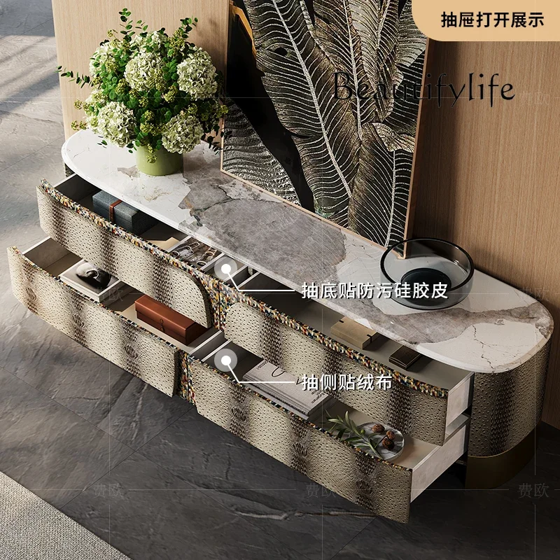 

N44 Light luxury TV cabinet mansion living room fashion customization post-modern Italian high-end marble coffee table floor cab