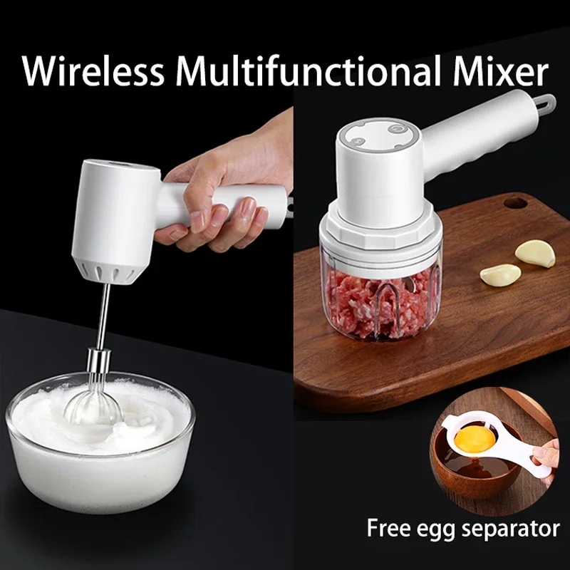 3-speed Mini Electric Food Blender Handheld Mixer - Wireless, Beater for Egg, Cream, Cake Baking, Dough