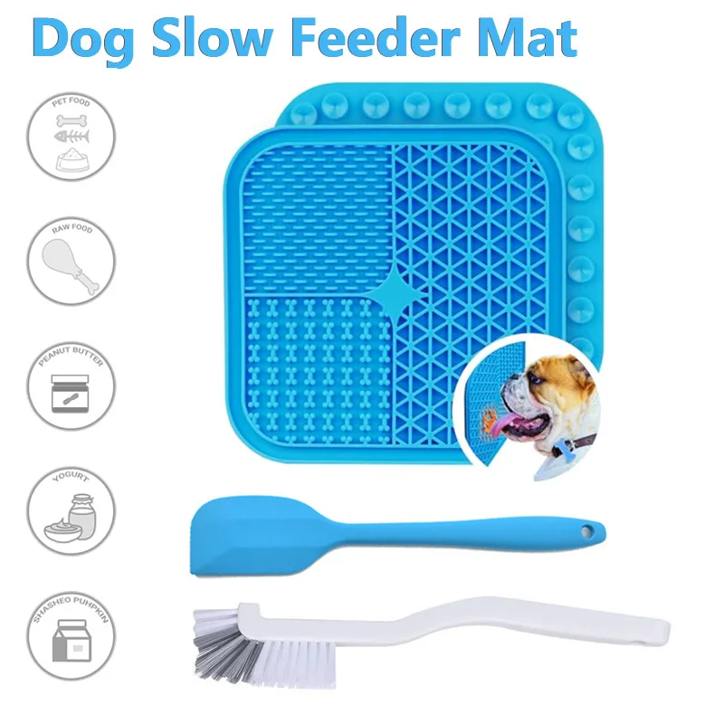 Estera de silicona para lamer para perros y gatos, plato de comida lenta, distracción de baño, succionador de entrenamiento de comida, suministros de comedero para perros