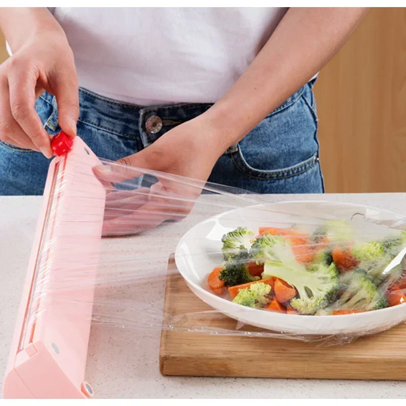 

Food Wrap Dispenser Cutter Foil Cling Film Wrap Dispenser Plastic Sharp Cutter Storage Holder Kitchen Tool Cling Film Cutter