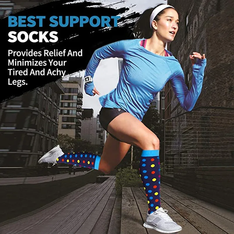 Nurse Compression Socks Running Women & Men Knee High Cycling Long Pressure Stockings For Flight Travel Athletic Crossfit Socks