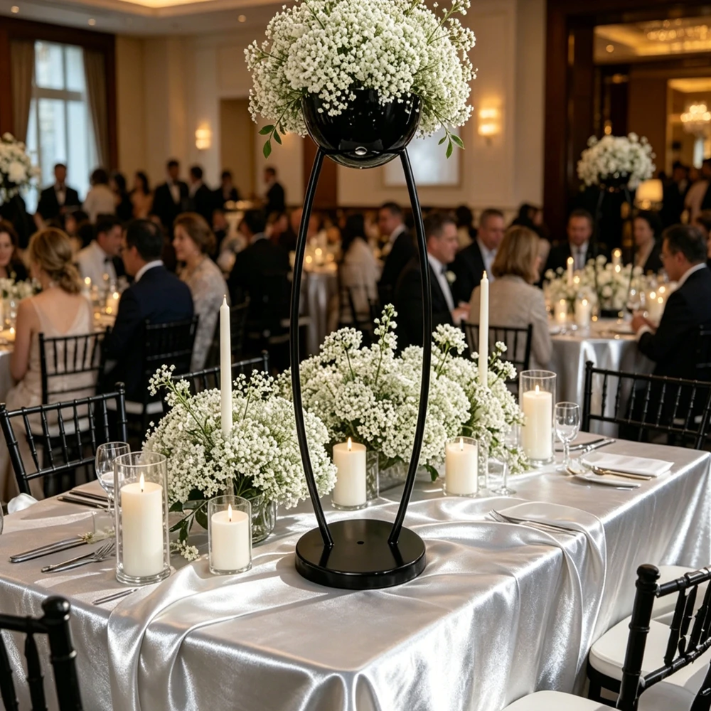 4/8/10pcs)50-100cm) Acrylic Feather Iron Stand Decor Table crystal vase Centerpiece for Wedding Events