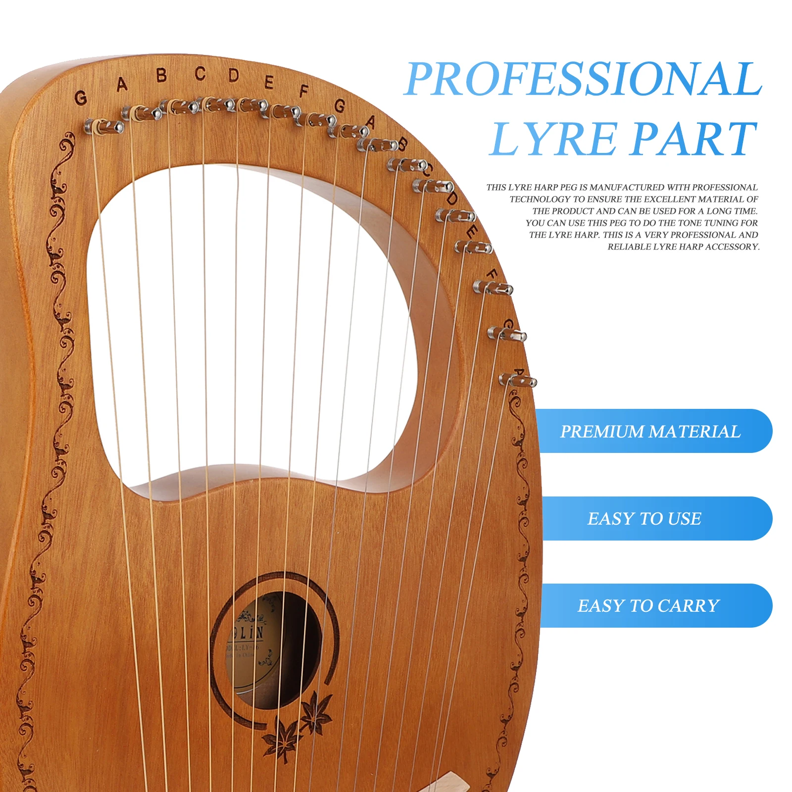 

Lyre Fastening Nails Harp Accessory Professional Part Peg Pin Replacement Tuning