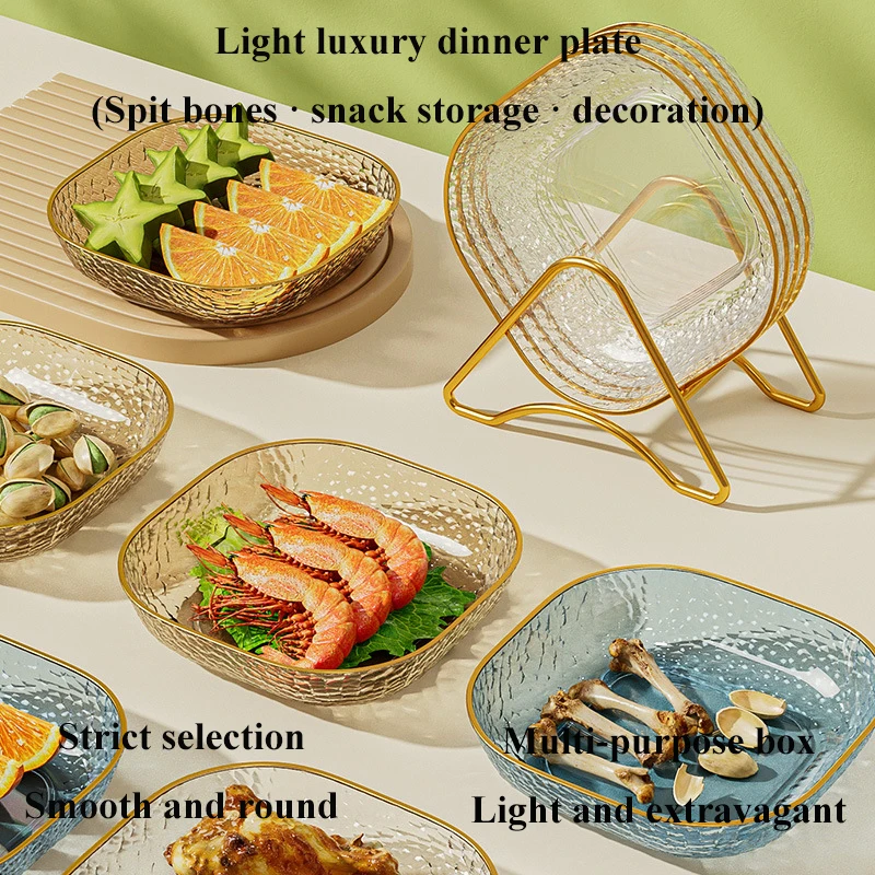 High-end Transparent Plate  Dining Table Bone Plate Food-grade Plastic Fruit Plate Vegetable Snack Plates