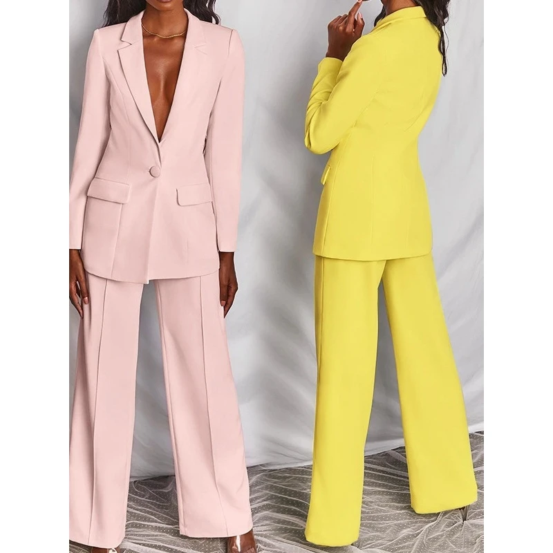 Casual Fashionable Women's Suit Set 2025 Spring Autumn Professional Ladies' Blouse And Pants Ensemble Long Sleeve Other Mater...