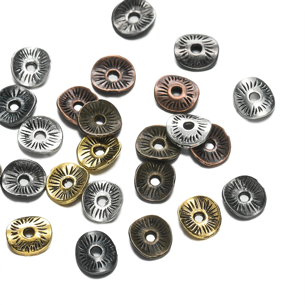 100pcs Alloy Antique Bronze Round Spacer Beads Charms For Diy Beaded Bracelets Necklace Jewelry Handmade Making Accessories image 4