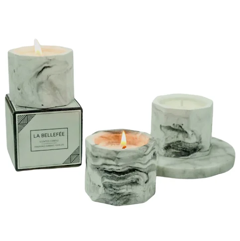 Marble Jar Soy Wax Candle with Good Packaging, Fragrance Oil Stone, Luxury Decorative