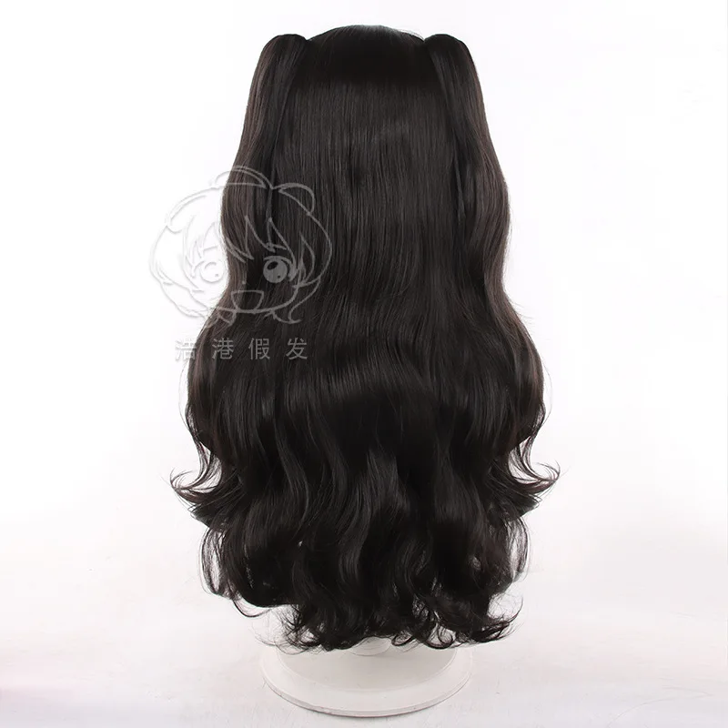 Parrucche Tohsaka Rin ANIME Fate/stay night Parrucca Cosplay 70 cm Parrucche sintetiche resistenti al calore lunghe Colore marrone nero + Protezione parrucca