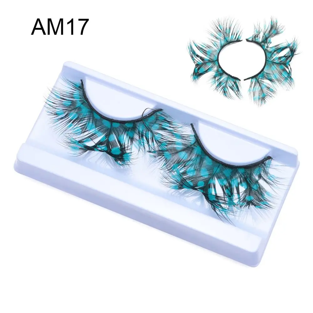 1Pair Sexy Tiger Print Feather Eyelashes Exaggerated Drama Stage Masquerade Party Speckled Thick Lashes Halloween Cosplay Makeup