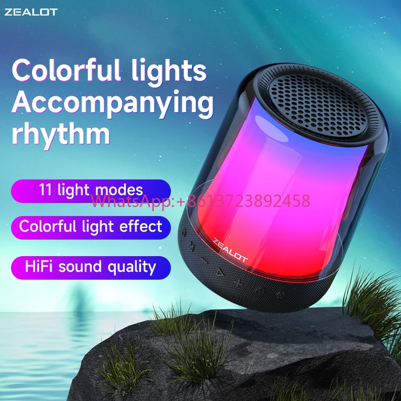 

2022 Top Sale Portable Waterproof Wireless Zealot S66 Speaker Outdoor Stereo Mini S66 Bluetooth Speaker With RGB Light
