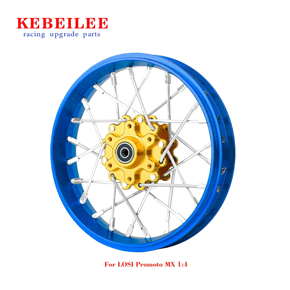 KEBEILEE CNC Aluminum Front Wheel V2 For LOSI Promoto MX motorcycle  1:4 Blue