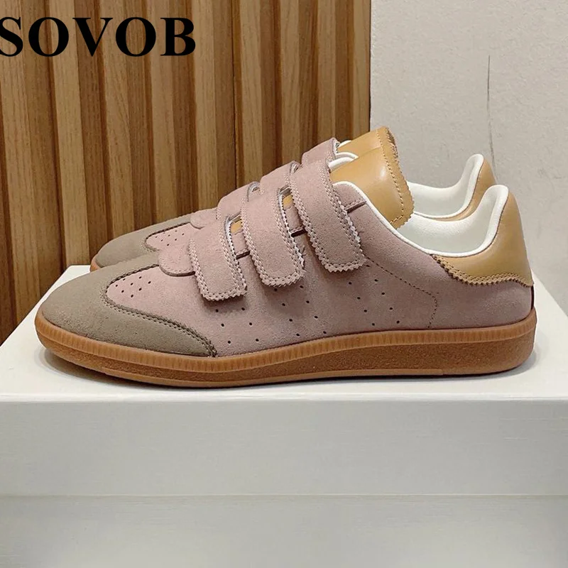 New Spring Autumn Genuine Leather Color Matching Flat Shoes  Women\'s Retro Breathable Versatile Sports Shoes Daily Casual Shoes