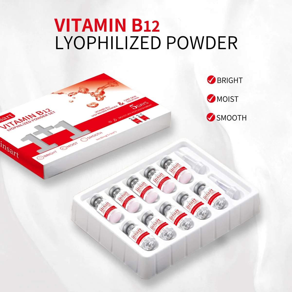 2 Boxes Vitamin B12 Freeze-Dried Powder Set, Skincare Set Moisturizing Holiday Gift for Women