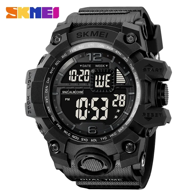 SKMEI 2245 Military Digital Watch for Men Waterproof Sport LED Display Mens Wristwatches Shockproof Clock Reloj De Hombre 1384