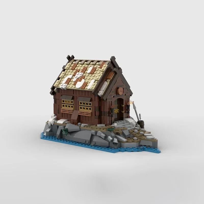 Modelo Medieval Street View, ladrillos de construcción MOC, casa de río vikinga, tecnología Modular, regalo, vacaciones, montar, traje de juguete para niños