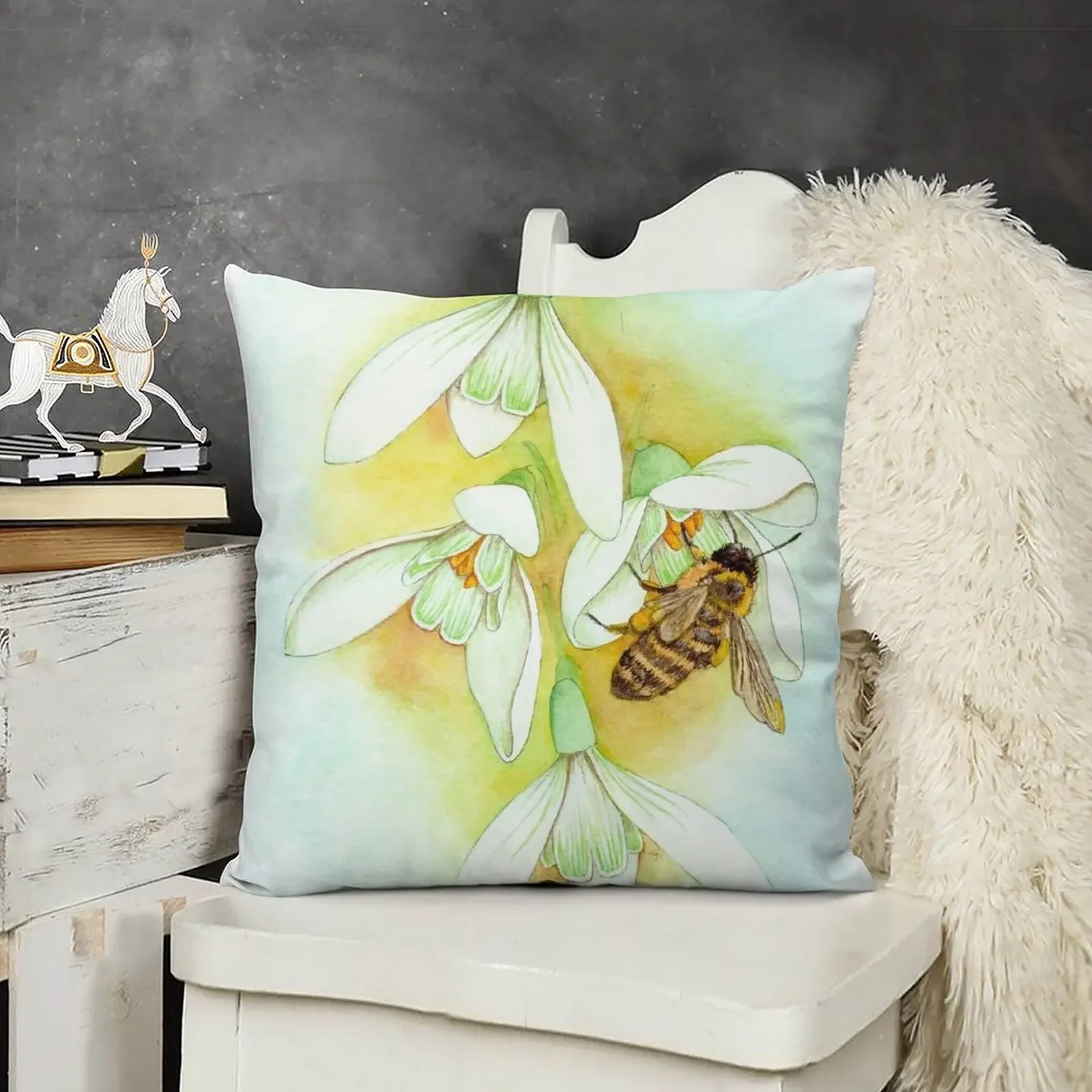 

Snowdrops in Spring Throw Pillow Cushion Cover For Sofa Couch Pillows pillow pillowcase pillow