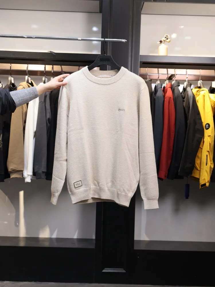 

Homesi 2025 Весна-Осень: Новая мужская вязаная кофта с круглым вырезом и вышивкой, мягкая, с длинным рукавом, повседневная, теплая, модная