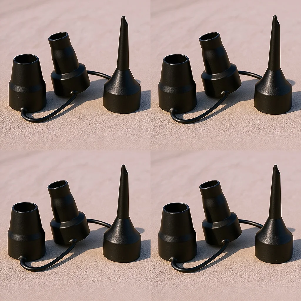 Boquillas de bomba de plástico, 4 Uds., cabezales de repuesto de inflador de aire negros para colchón, accesorios de boquillas de cama de aire de 3 tamaños