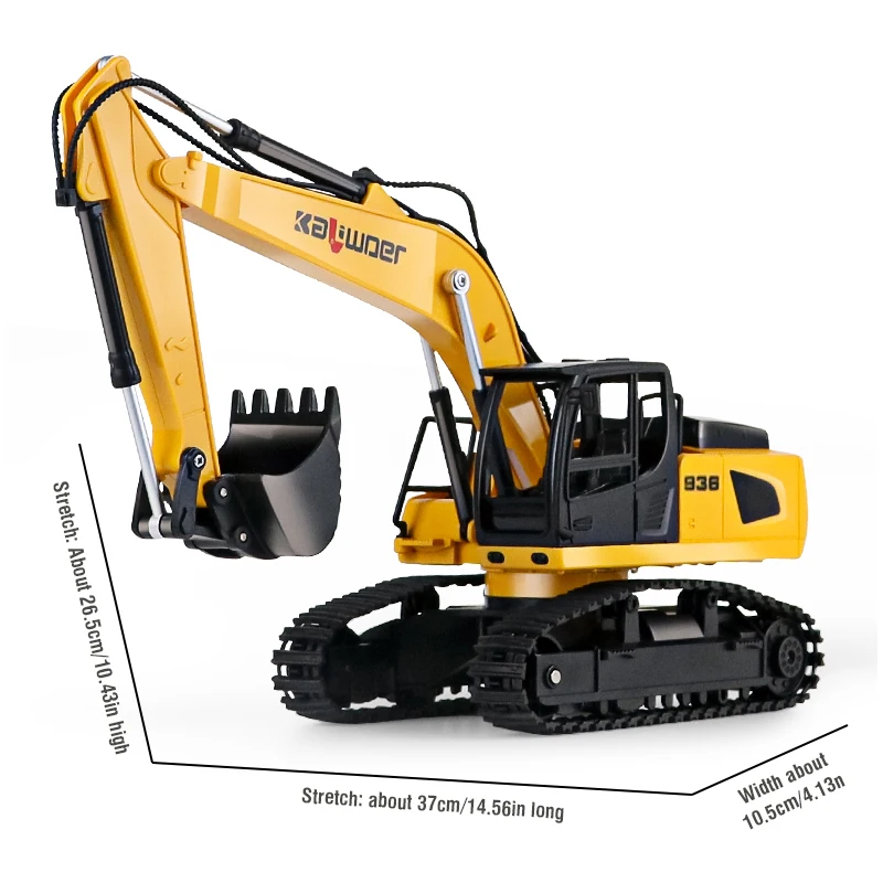 1/24 Nine-Channel Remote Control Realistic Excavator Engineering Vehicle Remote Truck with Lights Birthday Holiday Boy Gifts