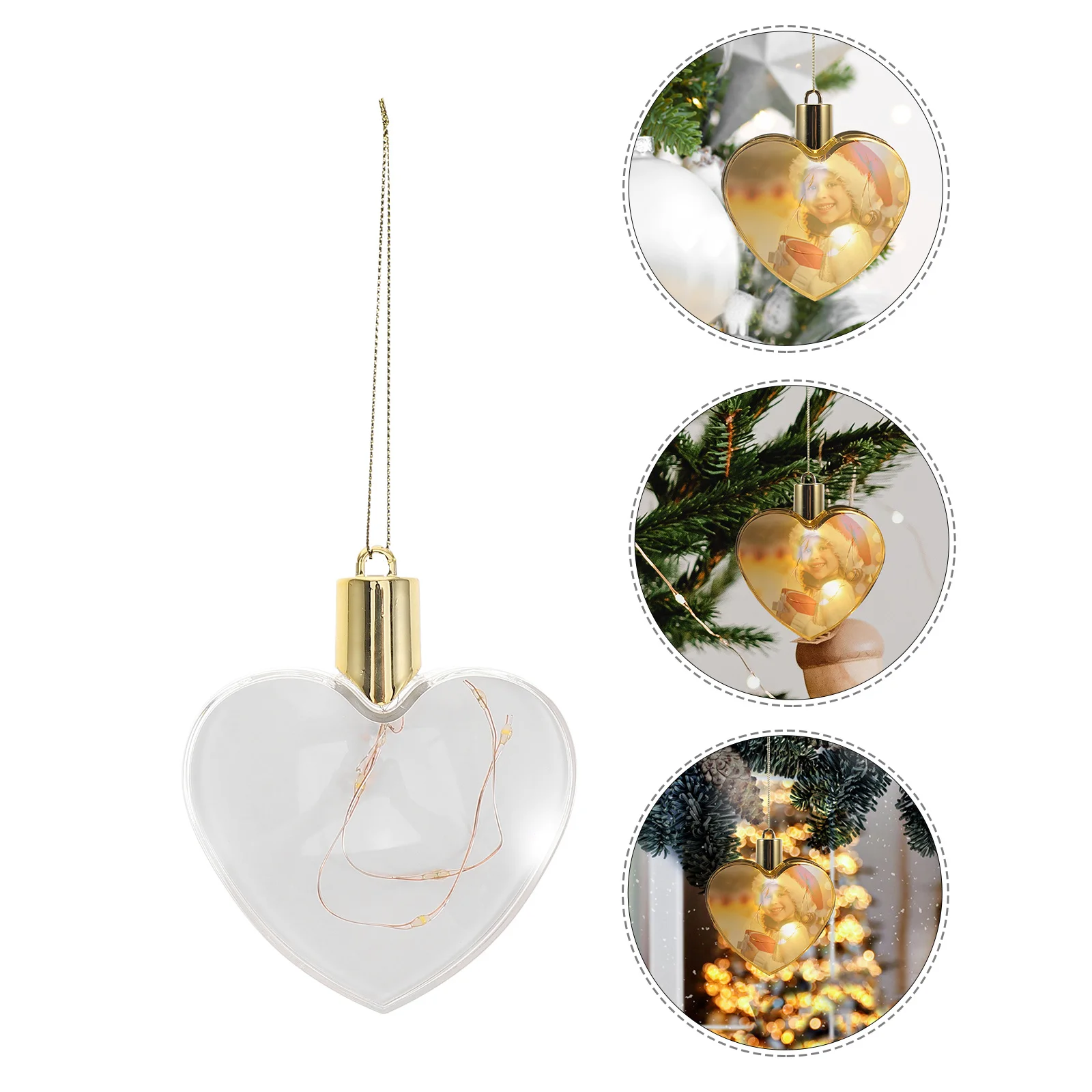 

1Set Heart LED Sublimation Ornaments Blanks DIY Sublimation Blank Heat Transfer Christmas Tree Pendant Hanging Decor