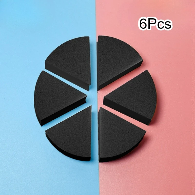 6 stks/set Driehoek Make Up Sponzen Gezicht Foundation Concealer Crème Waaiervormige Detail Poederdons Cosmetica Applicator Gereedschap Zwart