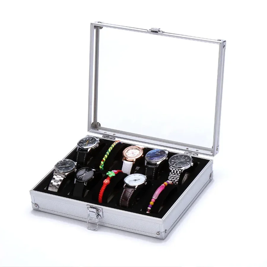 Caixa De Relógio De Alumínio Durável Para Homens, Organizador De Relógio, Caixa De Jóias, Exibição E Armazenamento, 6, 10, 12, 24 Slots
