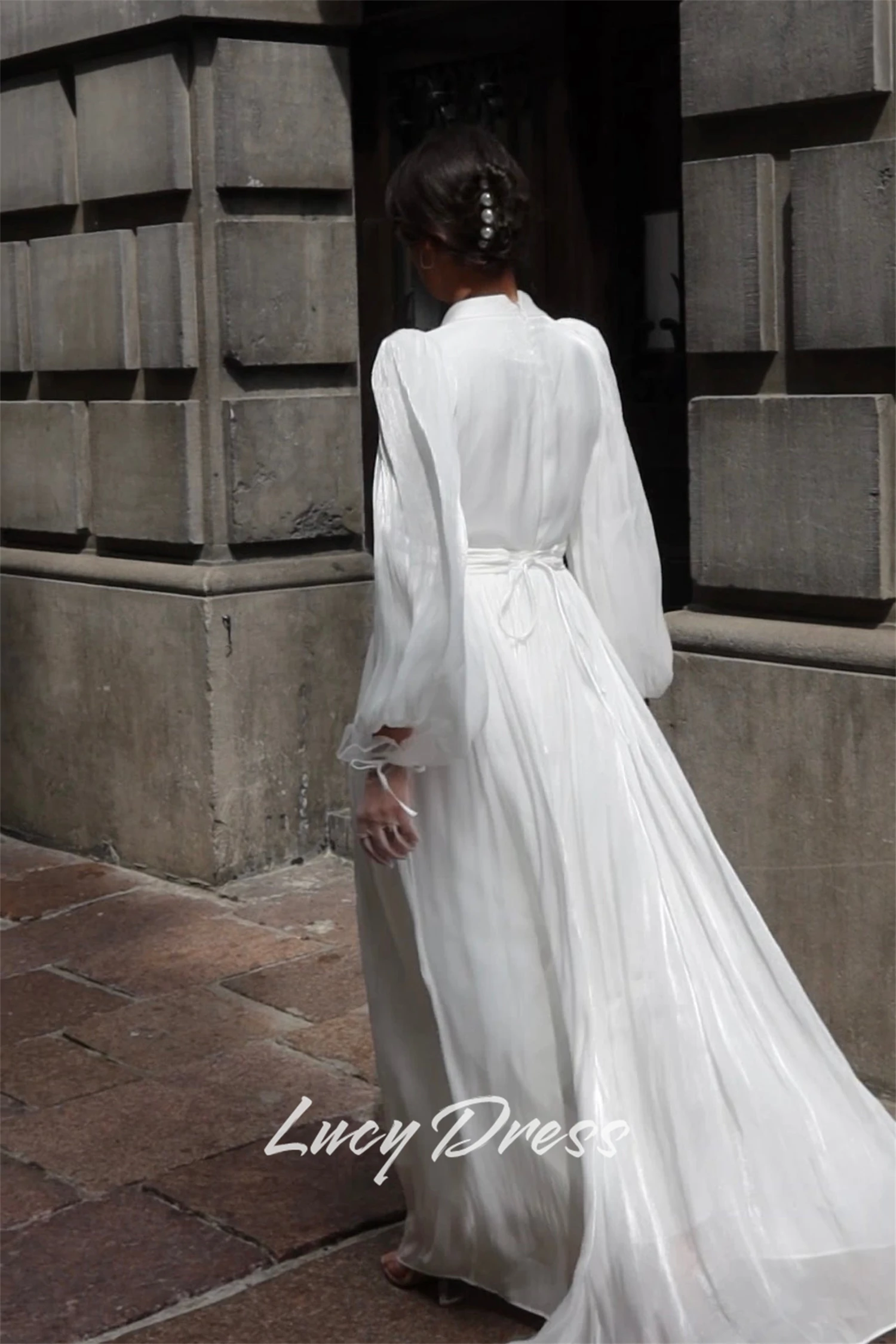 Lucy Maßgeschneidertes Hochzeitskleid in Übergröße, langärmeliges Hochzeitskleid, Hochzeitskleid, Kleider für besondere Anlässe, weißes Kleid