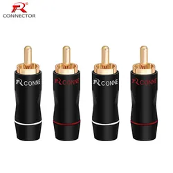 4Pairs RCA HIFI Cable Terminals Connector, Male Plug Connector Brass Gold Plated, Audio Video HIFI Terminals