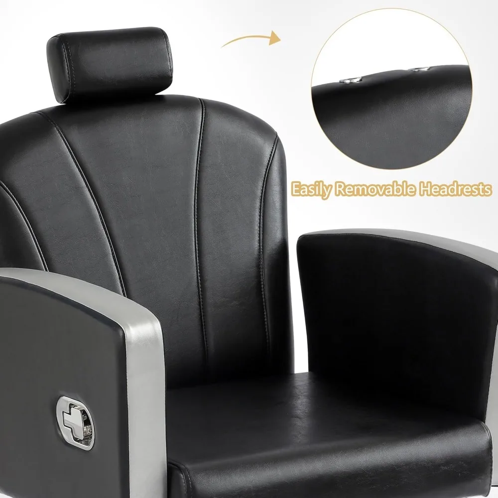 كرسي صالون هيدروليكي لمصففي الشعر، كرسي حلاق دوار 360 درجة مع مقعد قابل للتعديل