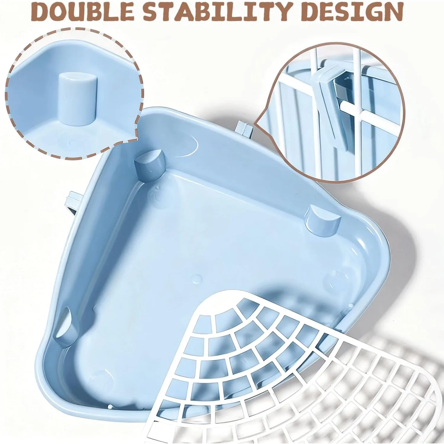 Kaninchen-Wurfkasten, Hasen-Eck-Toilettenkasten für Hamster, Frettchen, Ratte, Käfigpfanne, 9,9 x 19,1 x 19,1 cm, für Kleintiere, Trainerablage