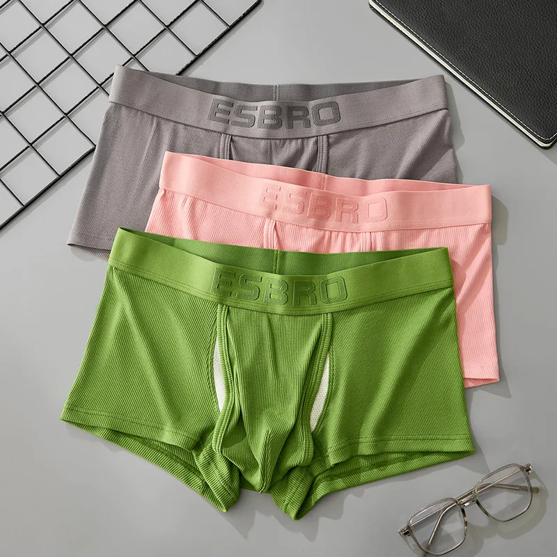 Men Single Layer U Shape Sweat Wicking Four Corner Boxers Mid Rise Breathable Mens Underwear