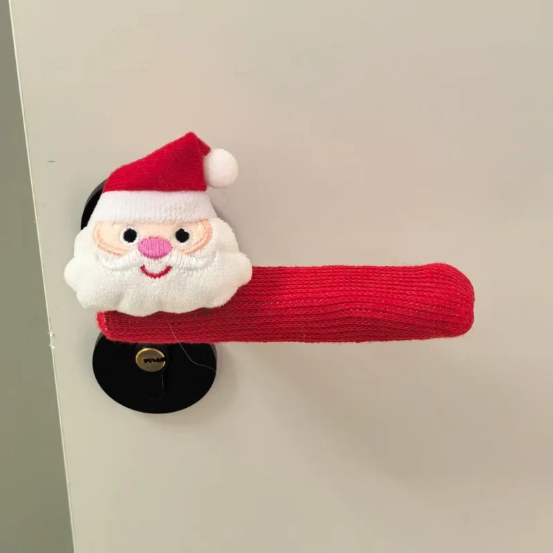 Santa Claus Christmas Door Handle Covers Love Heart Anti-Static Door Handle Protective Panda Anti-Collision Home Decoration