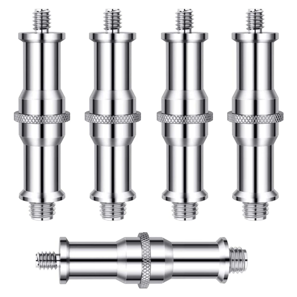 5PCS Standard 1/4 To 3/8 Inch Metal Male Convertor Threaded Screw Adapter Spigot Stud,For Studio Light Stand Camera