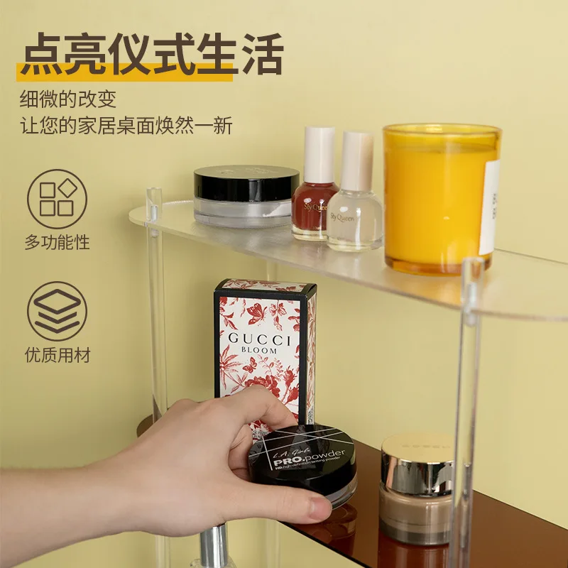 Home color matching cup stand Three layers of transparent acrylic shelf Simple desktop cup stand cosmetics display stand