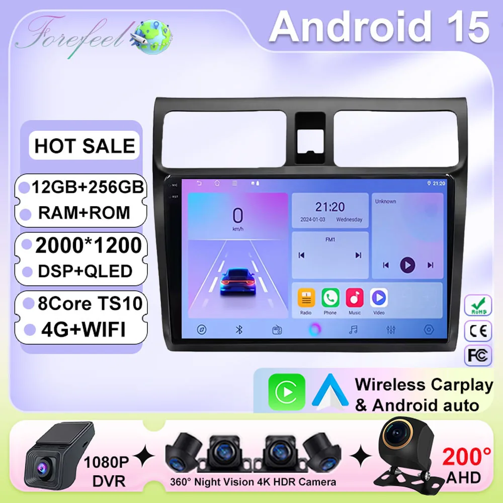 

Android 15 Car Radio For Suzuki Swift 2003 - 2006 2007 2008 2009 2010 Multimedia Player Stereo Carplay AUTO Head Unit WIFI 4G BT